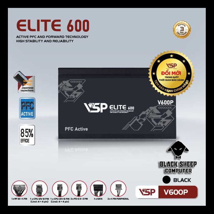 Nguồn PSU VSP ELITE V600P BLACK