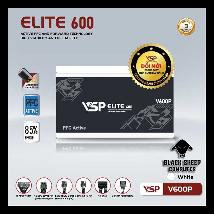 Nguồn PSU VSP ELITE V600P WHITE