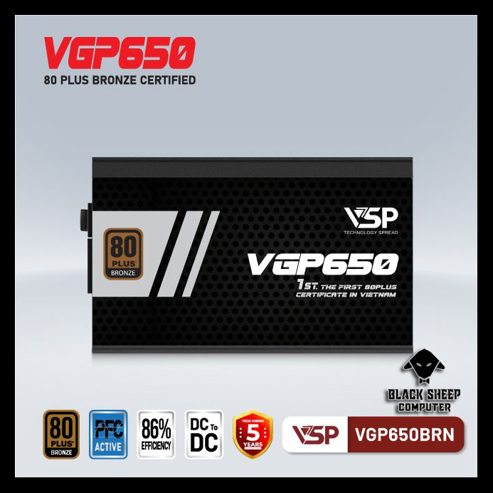 Nguồn PSU VSP VGP650BRN - 80PLUS BRONZE